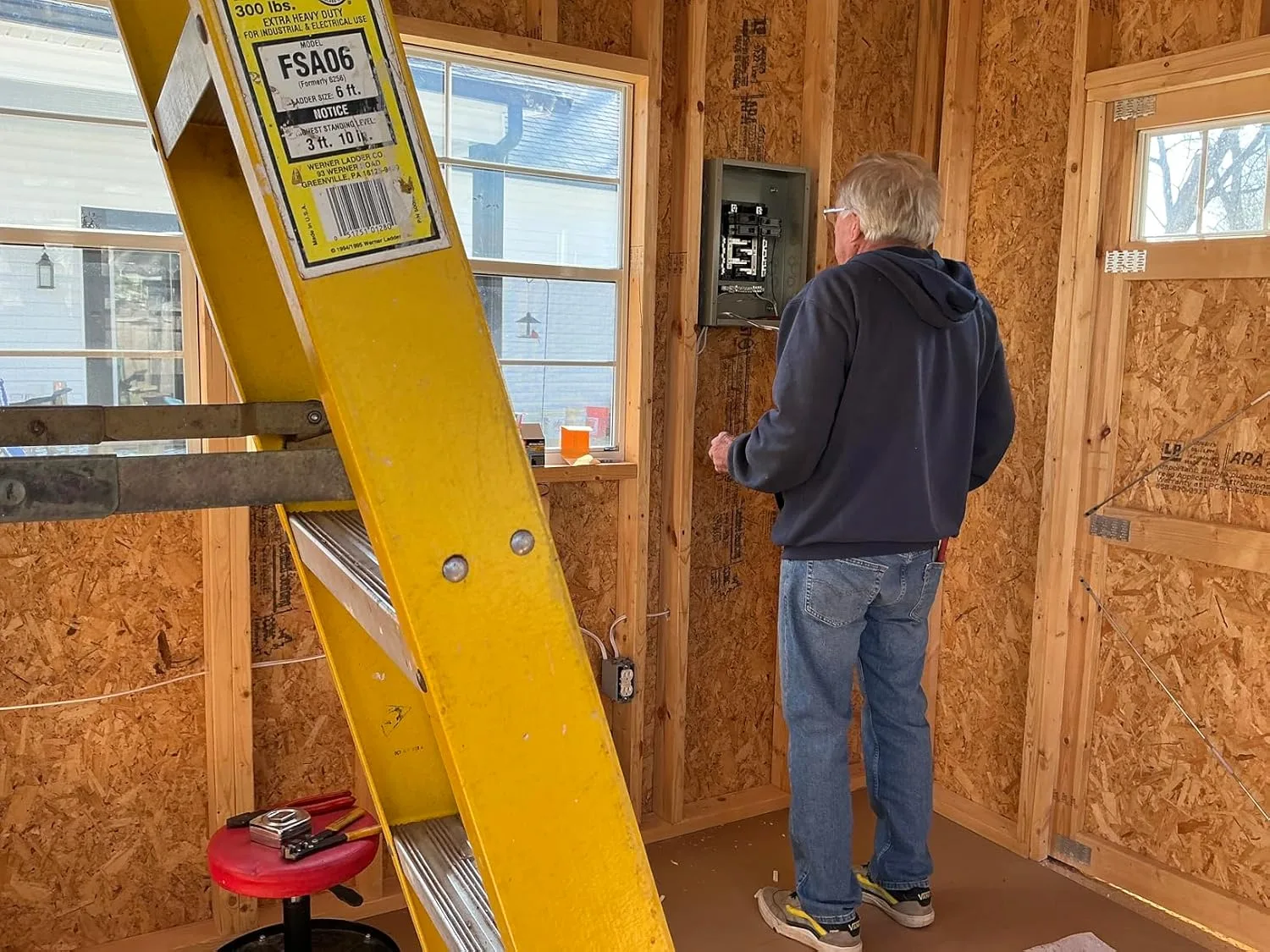 Customer photo of electrical panel showing amperage rating and circuit breaker configuration