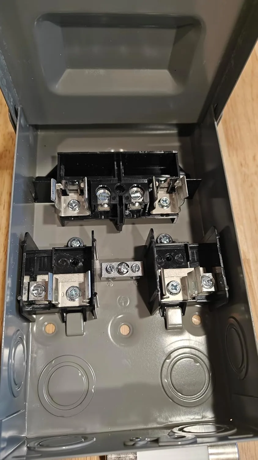 Customer photo of electrical subpanel installation showing breaker box wiring and connections